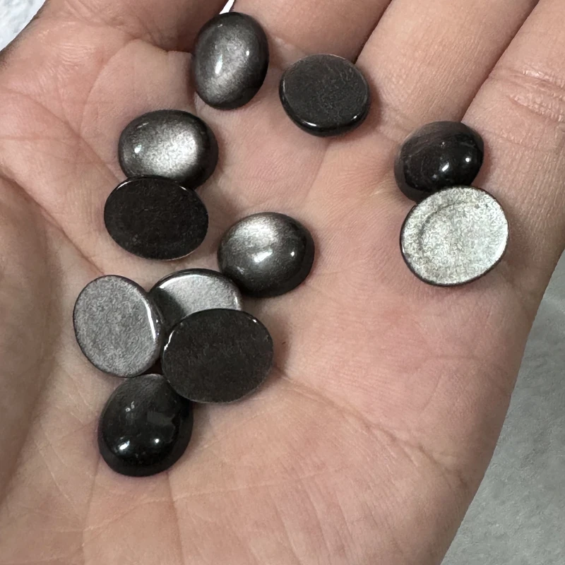 Wholesale 5pcs/pack 100% Genuine Gray Eye Obsidian 10x14mm 10x12mm Oval Gemstone Cabochon 8mm 10mm Ring Face For Jewelry making