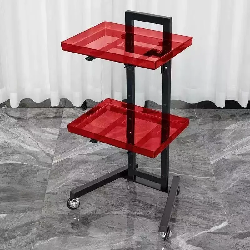Stainless Steel Foldable Tool Cart Beauty Salon/Barber Shop Trolley Storage workbench supermarket 2-tier tool cart