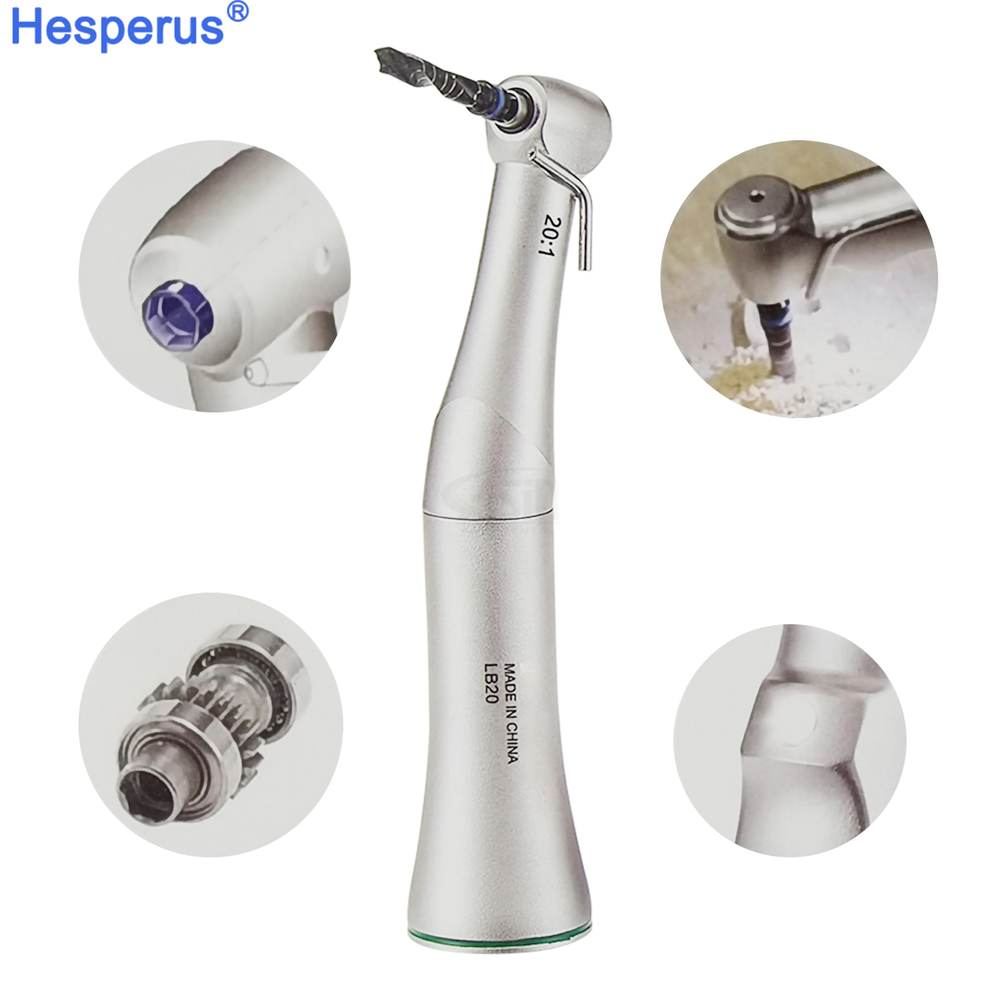 teeth Implant 20-1 Contra Angle Low Speed LED E-Generator Handpiece W*H Implant Drill Handpiece For Implant Motor Machine