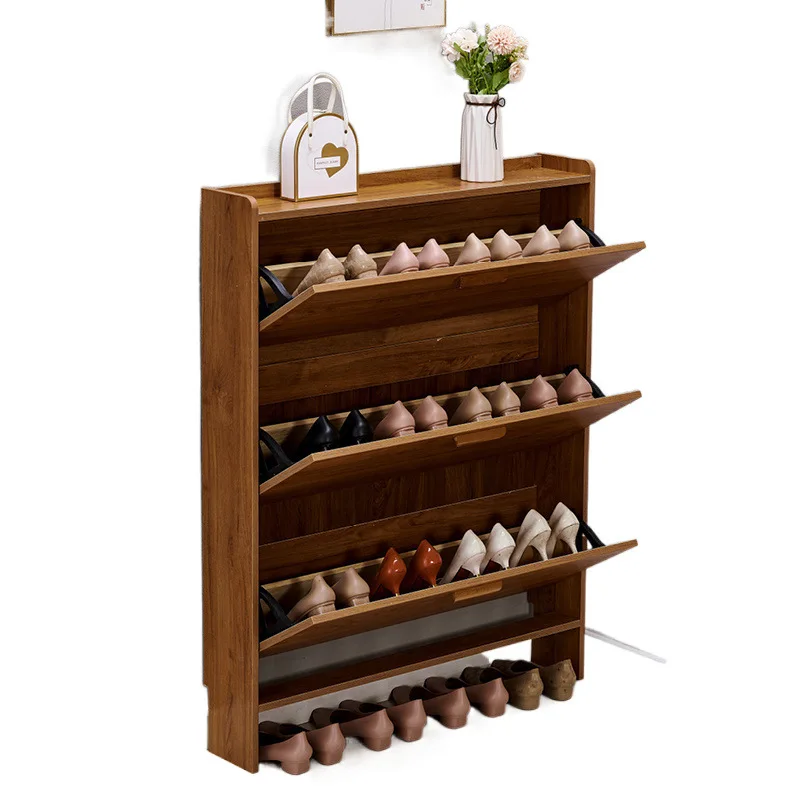 

Solid wood ultra-thin shoe cabinet 17cm e****mical household door simple modern storage narrow entry