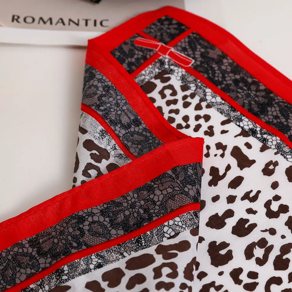 3/6/12pcs Leopard Print Handkerchief Ladies Elegant Soft Cotton Printed Decorative Square Towel Thin 43cm Fashion Trend