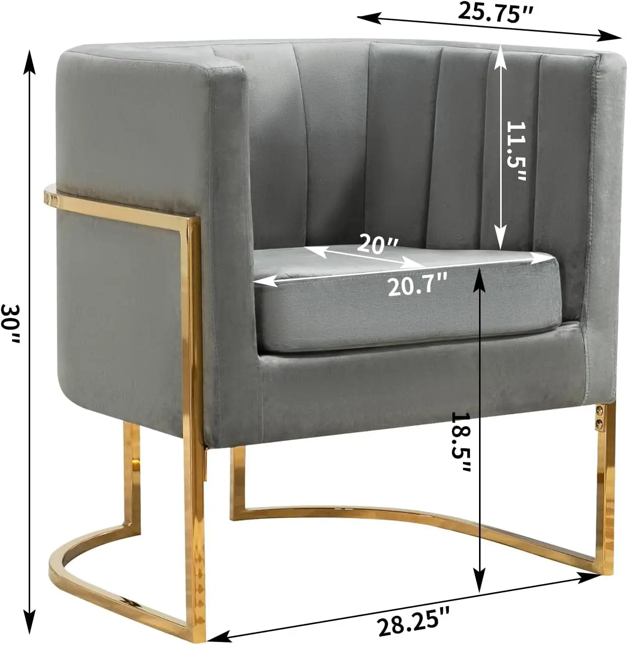 Samt-Stühle mit modernem Akzent, 2er-Set, Grau