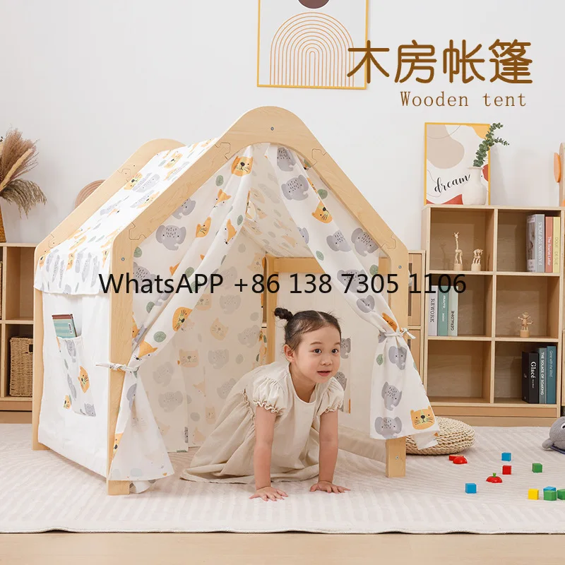 

Children's tent solid wood indoor game house boys and girls play house princess small house castle