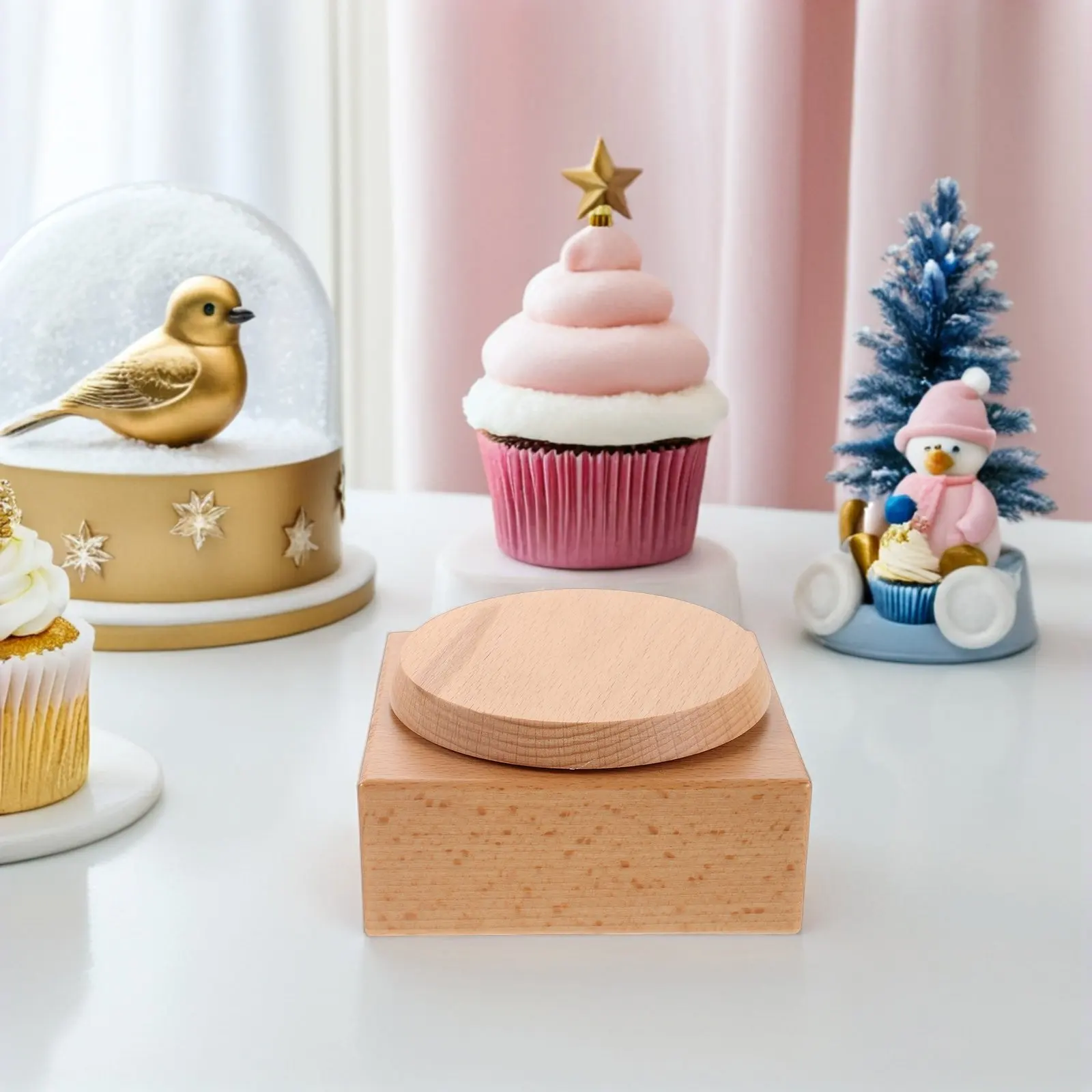 DIY Wind-Up Musical Box Base Square Rotatable Platform Smooth Surface Handmade Music Box Projects Desktop Ornament