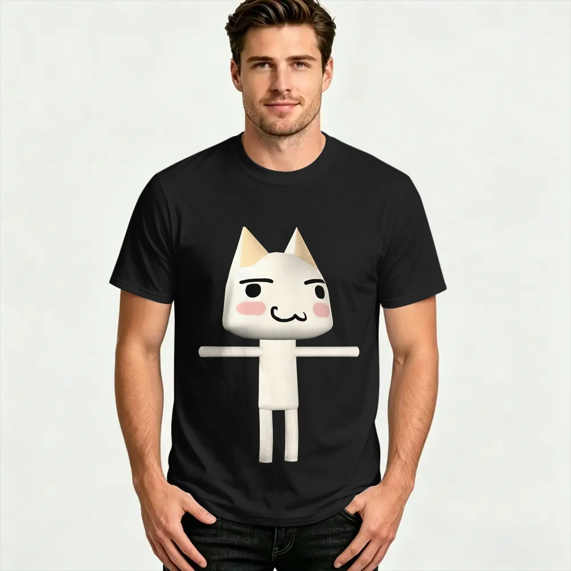 Toro Inoue Cat Men Women T Shirts  Novelty Tee Shirt Short Sleeve O Neck T-Shirt Pure Cotton Printed Clothes