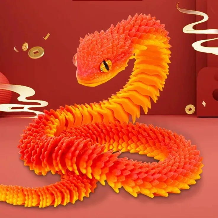 45CM 3D Printed Gem Snake Animals Crystal Toy Rotatable Articulated Snake Gift Colorful For Child Perfect For Birthdays Present