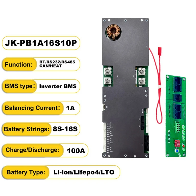 Inverter BMS 8S-16S 24V-48V 100A Home Energy Storage 1A Active Balance Built-In Bluetooth With RS485 For Solar System