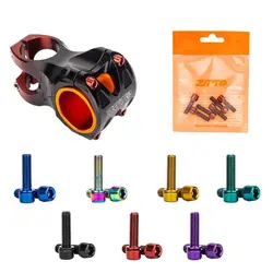 Colorido aço inoxidável bicicleta guiador parafusos, MTB Road Bike Stem Riser parafuso em parafusos, M5 * 18mm, 6pcs