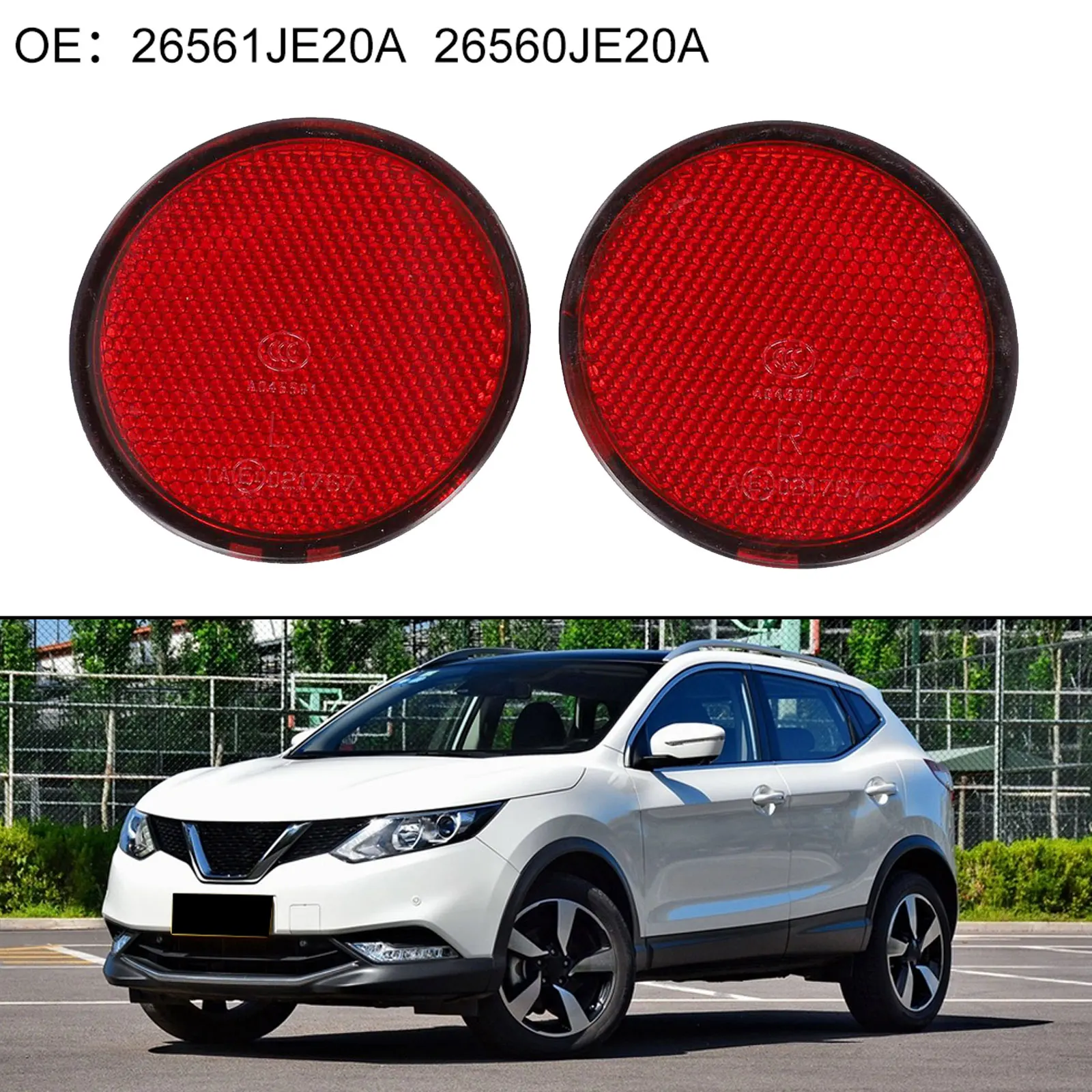 Enhance Safety and Style with Red Rear Bumper Round Reflectors for Nissan QASHQAI 2007 2015 ABS Material Red Color