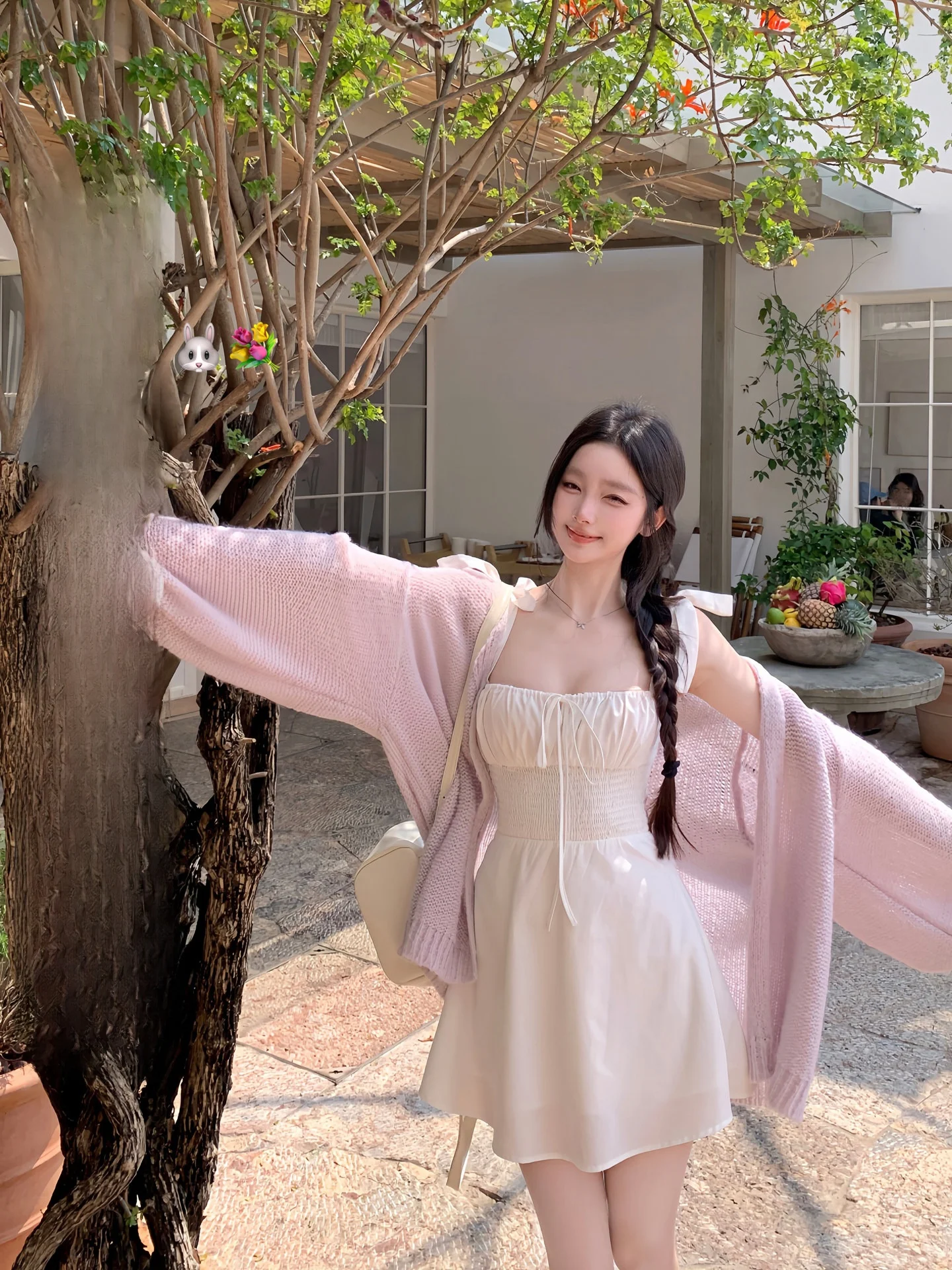 

Loose Women's Korean Style Hollow out Woolen Sweater Cardigan Spring Early Morning Laziness Shoulder Drop Top by BAI SHUI Nǚ