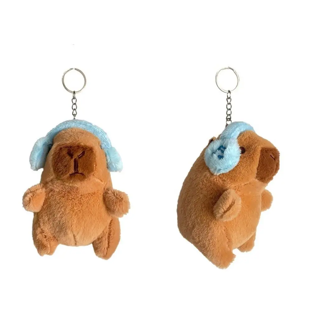 Portable Plush Capybara Doll Key Chain Multicolor Wearing Headphones Capybara Pendant Capybara Stuffed Animals Bag