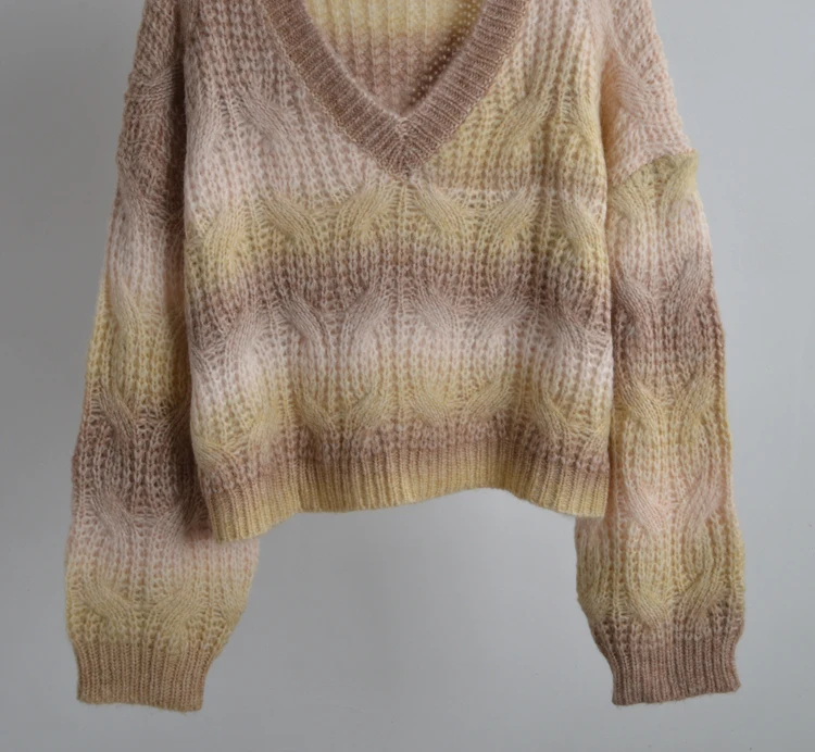 

Женский длинный свитер свека с v-образным вырезом, нежный слэ, осень-зима, новый ленивый ретро, высококачественный цветной свитер для поездок на работу, нож...