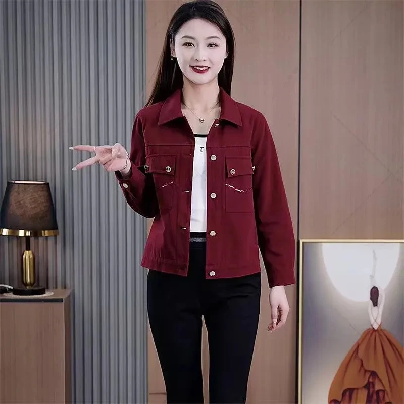 Short Jacket Women's 2025 Spring Autumn New Korean version Versatile Long sleeved Denim Jacket Female Single breasted Casual Top
