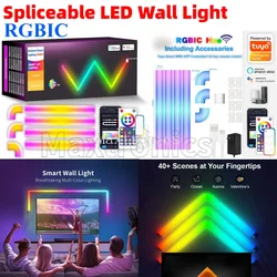 4/6/8pcs Bluetooth/TUYA WiFi LED Wall Light Spliceable RGBIC With Remote Control for Indoor TV Bedroom Game Room Bar Decor 12V