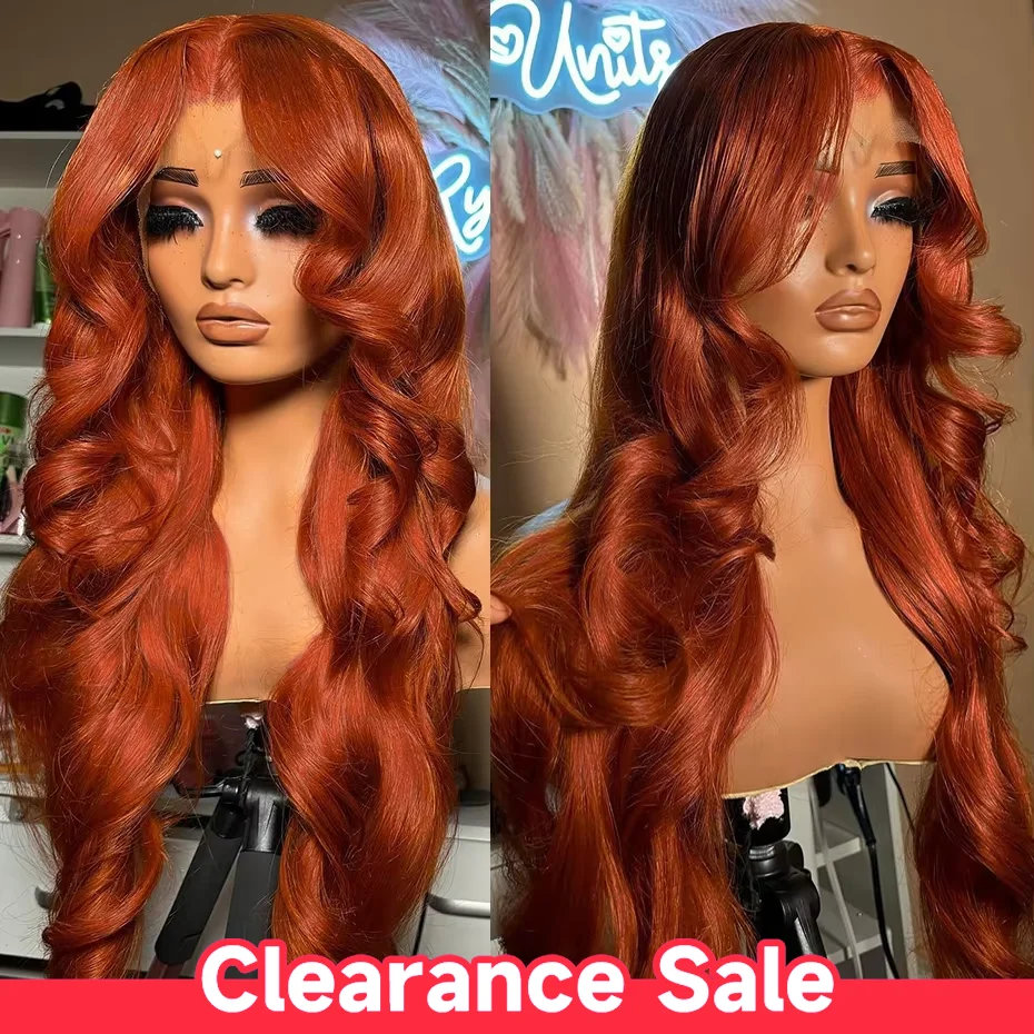 13x6 Copper Orange Lace Front Human Hair Wig Preplucked Body  display picture 1