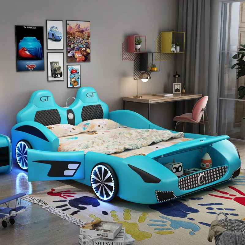 

Children's bed Mercedes-Benz boy sports car solid wood racing girl with guardrail single 1.5 multifunctional cartoon car bed