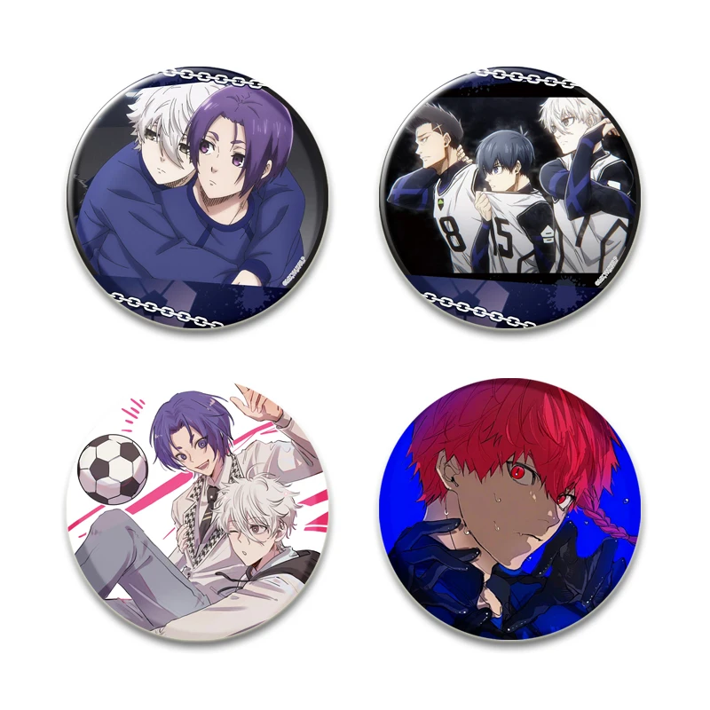 Blue Lock HD Print spilla Anime Badge Cartoon FigureHyoma Chigirl Seishiro Nagi Round Display spille spilla regalo gioielli