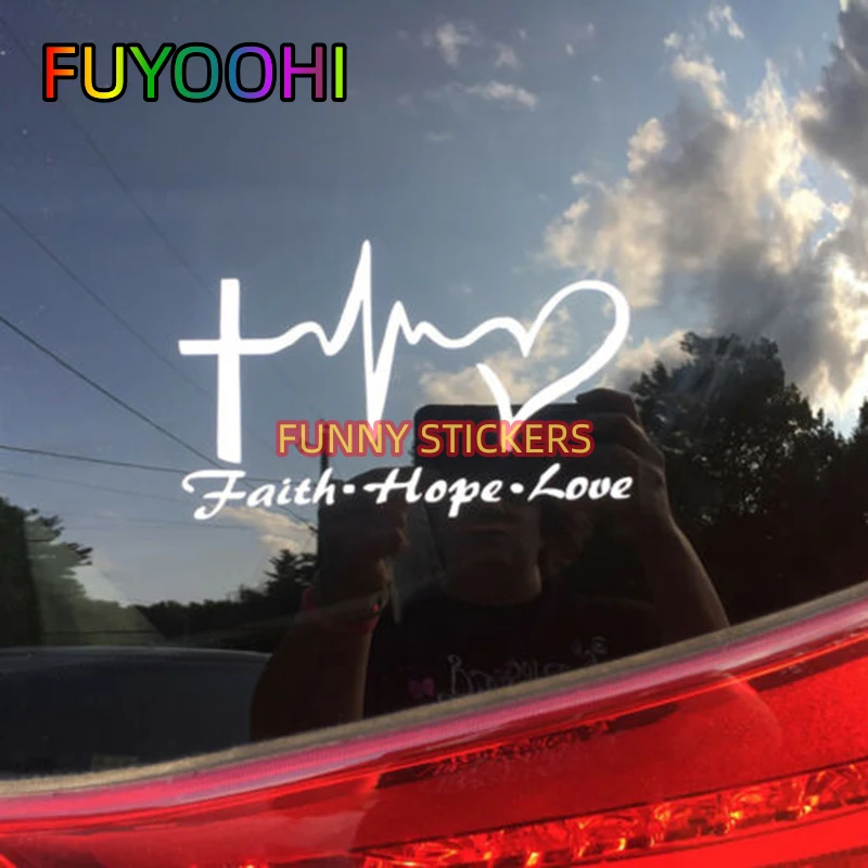 FUYOOHI A Feeling of Excitement Faith Hope Love Vinyl Car Sticker Bible Verse for Car Window Body Decoration PVC