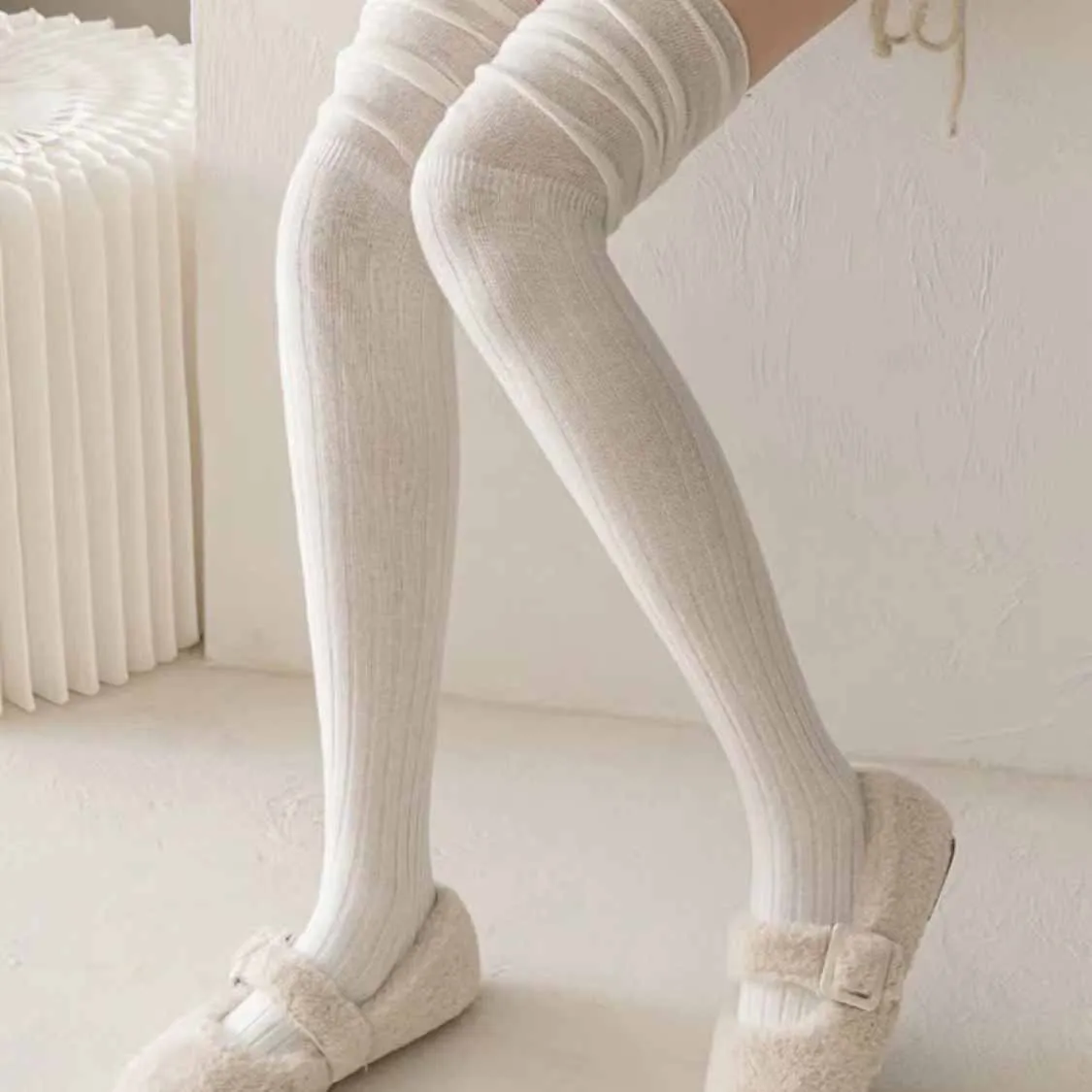 Women's Over Knee Socks Solid Color Stretchy Stocking Thigh High Socks Leg Warmers
