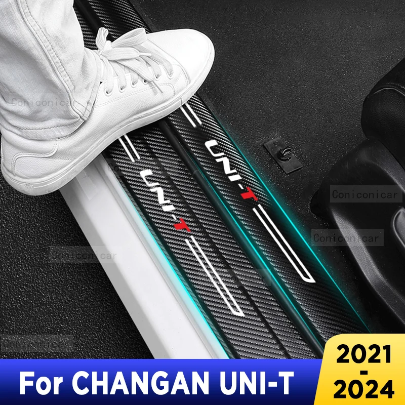 

For Changan UNI-T UNI T Auto Tailgate Guard Door Sill Pedal Carbon Fibre Texture Accessories Leather PU Styling Car Sticker Trim