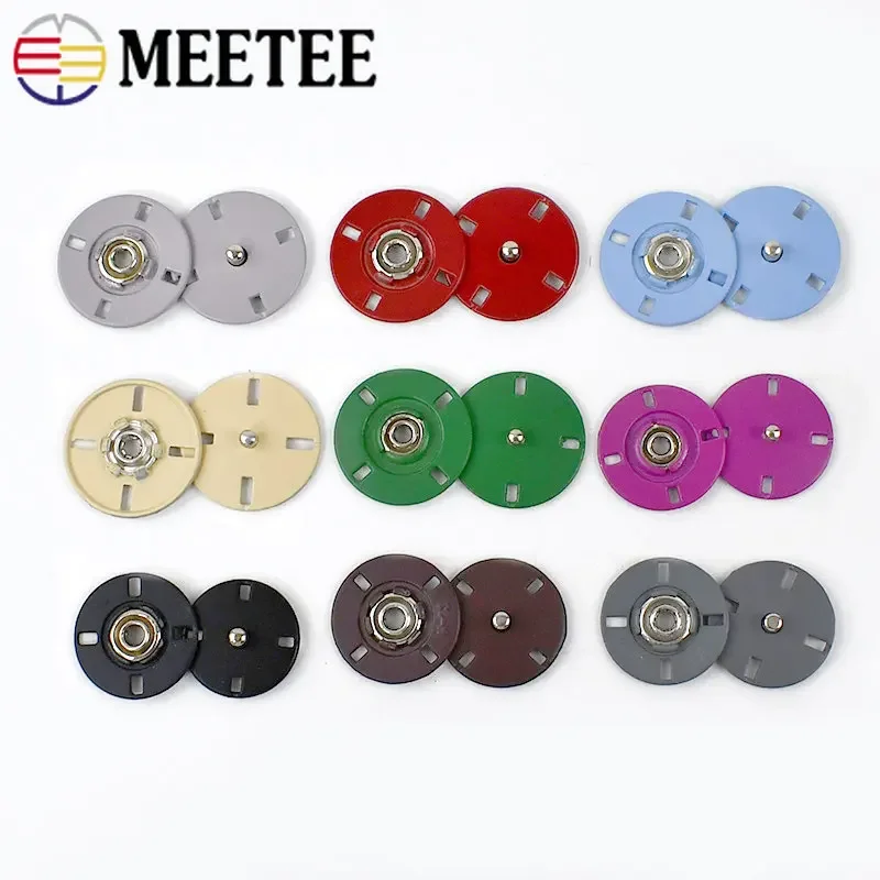 Meetee 10sets 12.5-25mm Metal Snap Button Invisible Clasp Buckle DIY Coat Down Jacket Windbreaker Decorative Sewing  Accessory