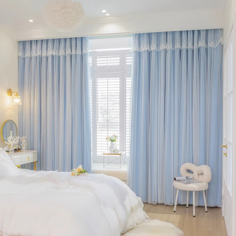 جديد الإنترنت المشاهير طبقة مزدوجة القماش الشاش قطعة واحدة تعتيم الدانتيل الأميرة غرفة نوم غرفة المعيشة ستارة نافذة الشاشة