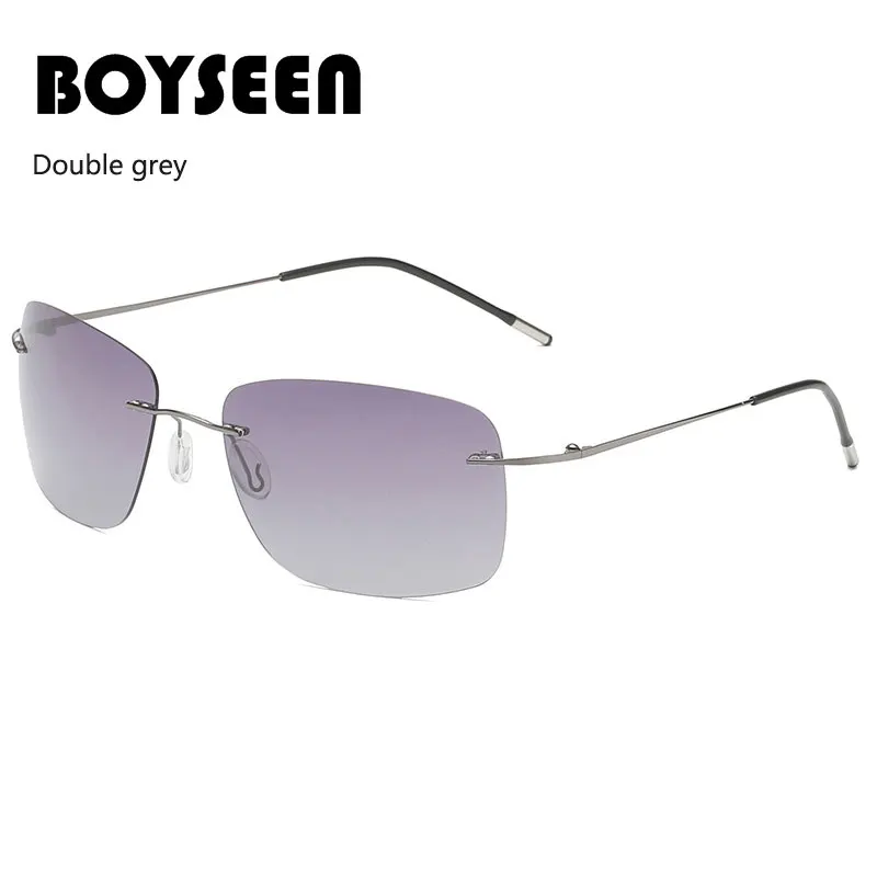Titanium Frameless Polarized Sunglasses Driver Driving Night Vision Goggle Folding Ultra Light Color Film Titanium Sunglasses