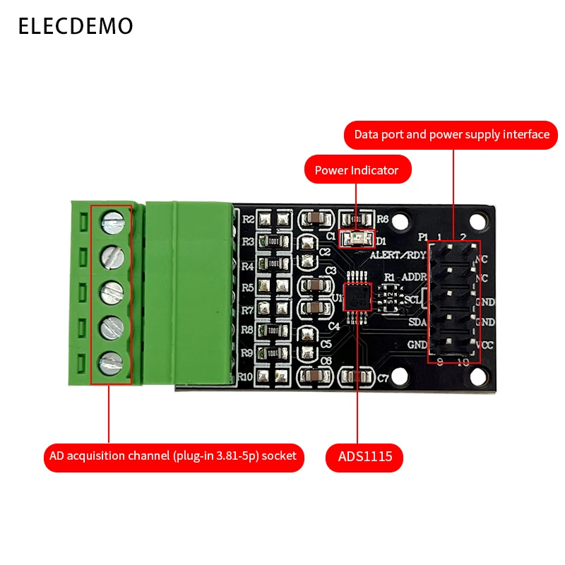 ADS1115 analog-to-digital conversion module 16-bit ADC data acquisition module digital comparator output I2C communication