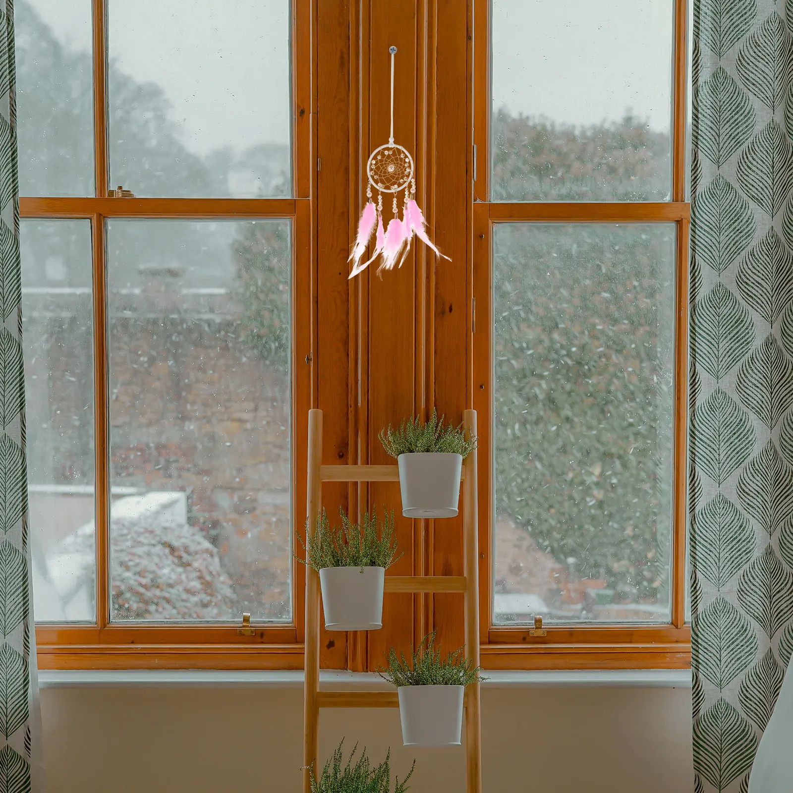 

Dream Catcher Wall Hanging Decor Iron Frame Crochet Detail Soft Plume Rustic Home Bedroom Balcony Window Decorative Dreamcatcher