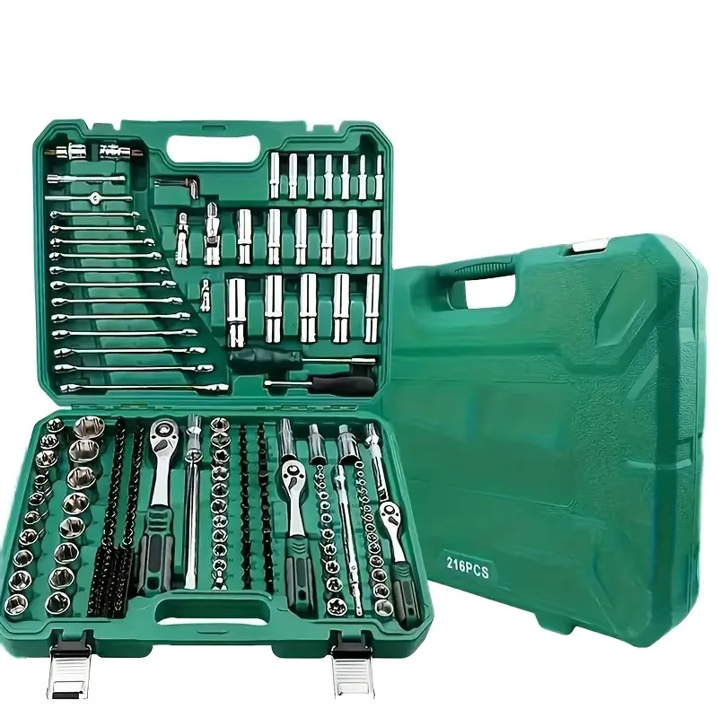

SXLL 216 Pieces Professional Durable Chrome Vanadium Steel Machine Tool Set Ratchet Wrench Screwdriver Household Repair Hard Box
