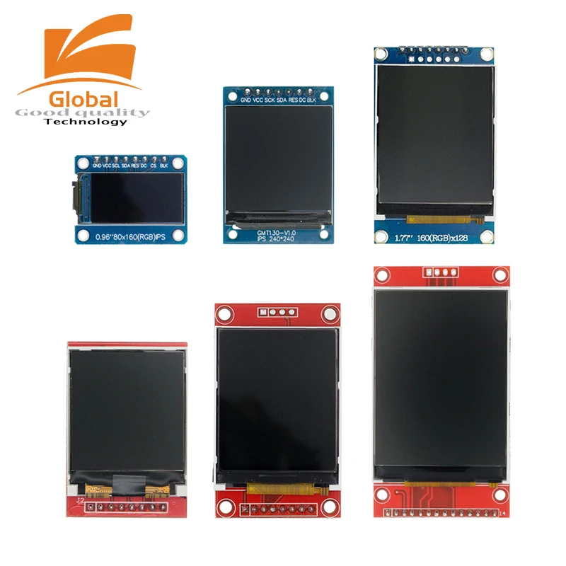 1pcs TFT Display 0.96 / 1.3 1.44 1.77 1.8 2.0 2.4 Inch IPS 7P SPI HD 65K Full Color LCD Module ST7735 Drive IC For Arduino