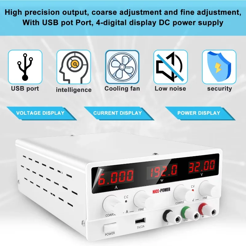 POWER SPS-H3206 화이트 32V 6A 모바일 스위칭 신형 가변 전압 DC 조정 가능 전원 공급 장치