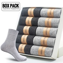 Box Pack Herren-Baumwollsocken, 10 Paare/Box, schwarze Business-Männersocken, weich, atmungsaktiv, Sommer, Winter, für Herren, Jungen, Geschenk, Größe EUR39–45