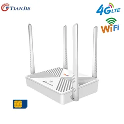 TIANJIE 4G Wifi Router with Sim Card Slot Hotspot 4G CPE Antenna 16 Users WAN LAN 300Mbps Wifi Wireless Router Modem LTE Dongle