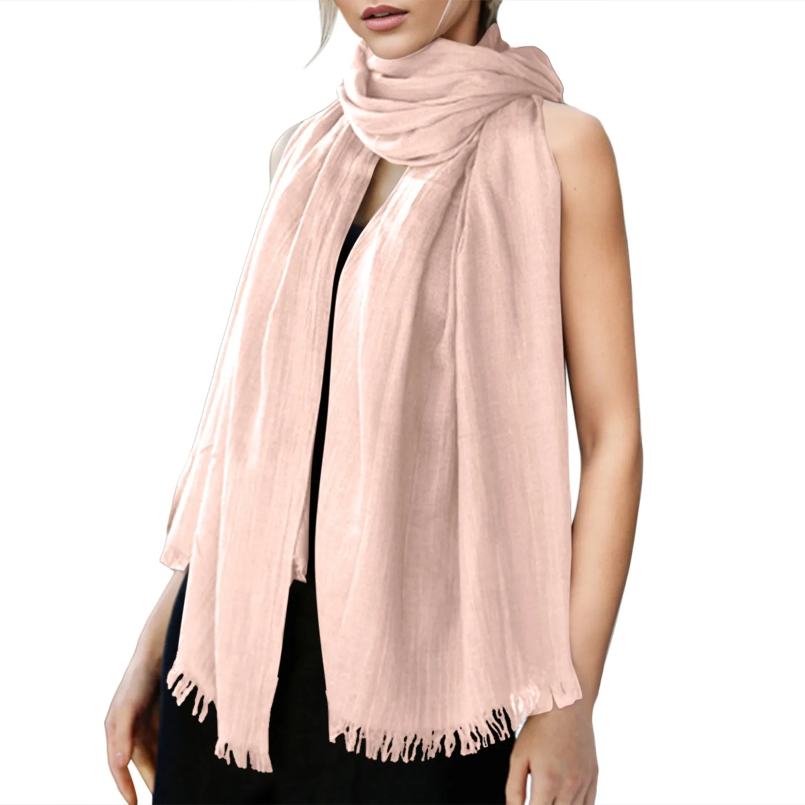 Cotton and Linen Scarf  European and American Solid Color Long Scarfves Fashion Tassels Shawl Long Stole Unisex Pashmina Wraps