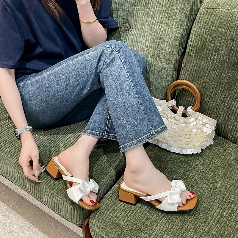 كتلة كعب النعال المرأة الصيف جديد ساحة تو المفتوحة تو القوس انقطاع تنفس عدم الانزلاق مقاومة للاهتراء عالية الكعب #4