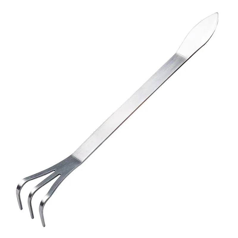 2 PCS Stainless Steel Root Rake Loosen Soil Bonsai Tree Rake or Hook W/ Handle Garden Bonsai Soil Turning Tool Gardening Tools