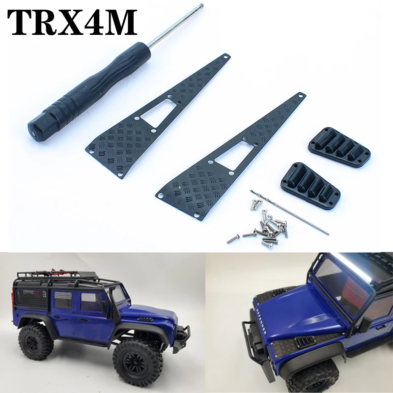 TRX4M Climbing Car Hood Decorative Cover Skid Plate Air Intake for 1/18 RC Crawler Car Traxxas TRX4-M Defender D90 D110 Upgrade