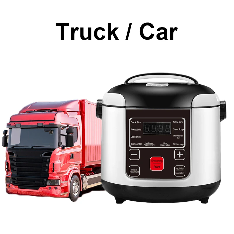 12V 24V Mini Rice Cooker Car Truck Soup Porridge Cooking Machine Food Steamer Electric Heating Lunch Box Meal Heater Warmer 2L