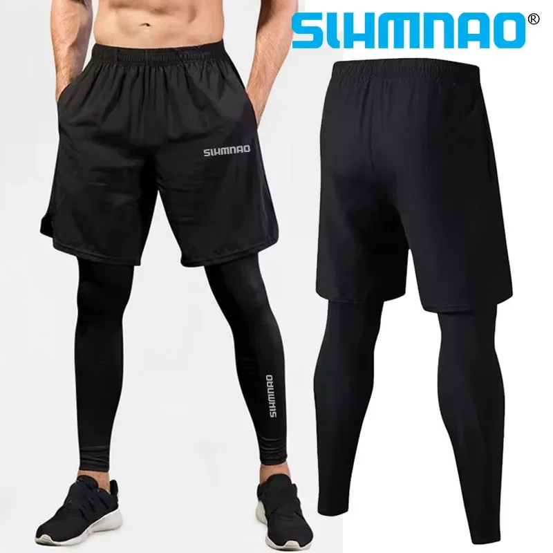

2025 Quick drying fishing pants, spring and summer men's running training, fitness cycling pants, outdoor tight stretching pants