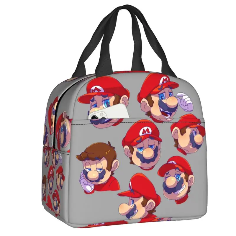 

Custom M-Marioed Resuable Lunch Boxes Women Multifunction Cartoon Thermal Cooler Food Insulated Lunch Bag Kids School Children