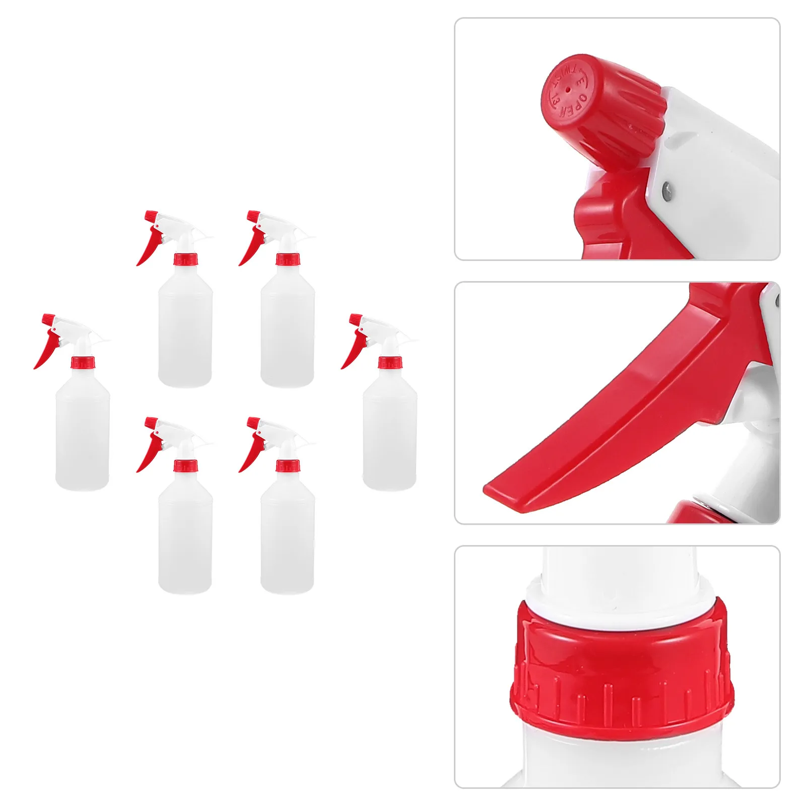 

6Pcs 500Ml Leakproof Empty Spray Bottles Made of Quality Plastic No Odor No Harm for Travel Camping Hair Styling Water Misting