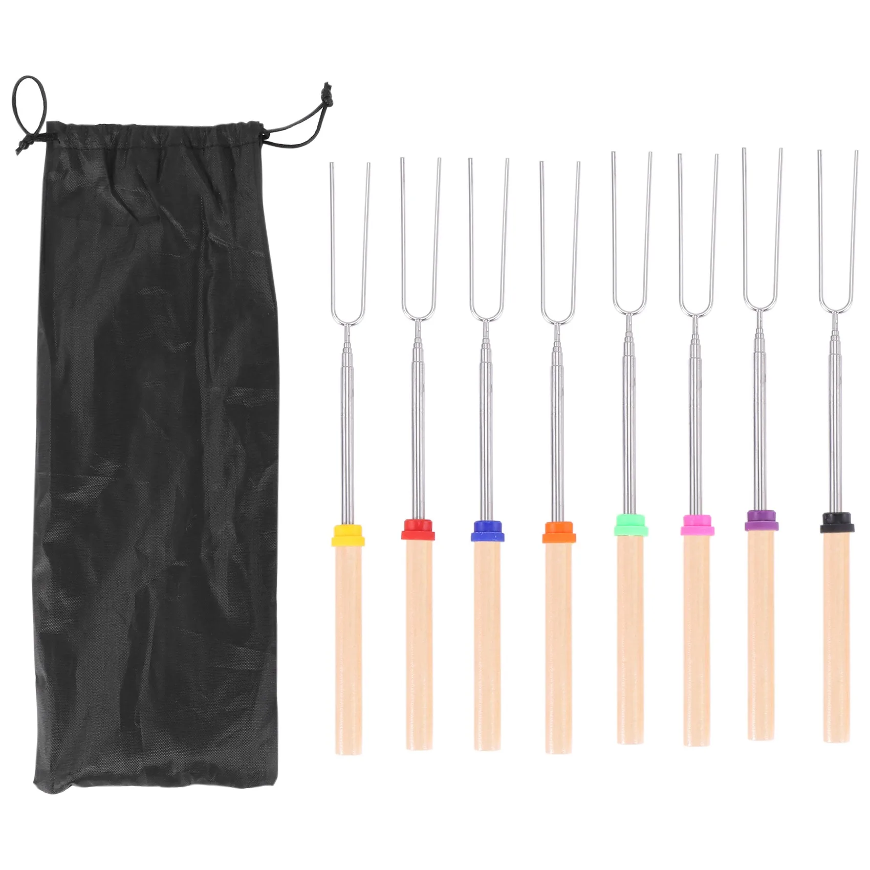 A13M Marshmallow Roasting Sticks BBQ fork Telescoping for Sausage Hot Dog Smores Skewers Fire Pit Campfire Camping Stove B