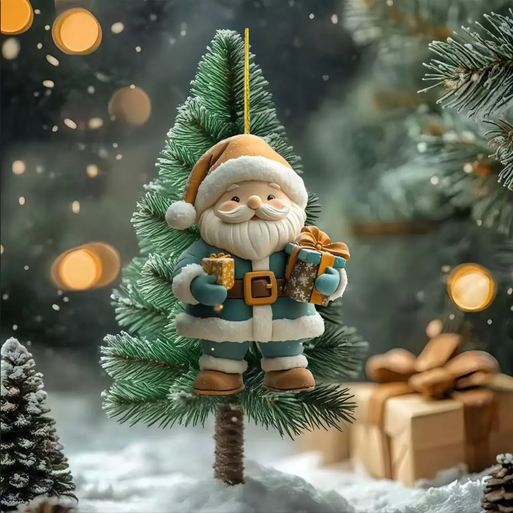 Seasonal Home Decor Festive Santa Claus Ornaments Acrylic Cartoon Decorations for Christmas Tree Holiday Home Decor Party Gifts
