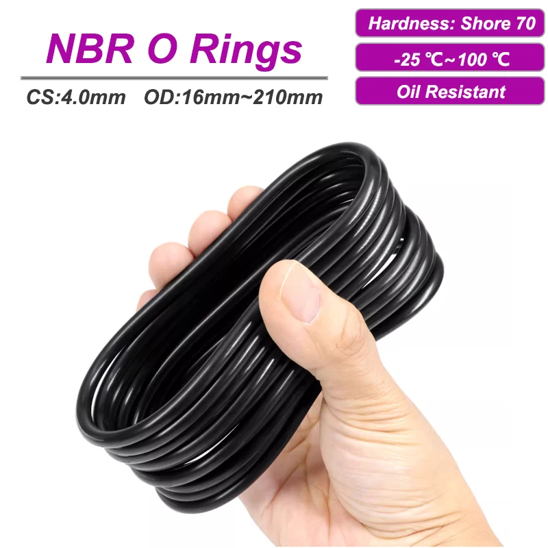 10/50Pcs Black NBR O Ring CS 4mm OD 16~210mm Wear Resistant Sealing Gasket for Car Air Condition Faucet Pressure Plumbing Repair