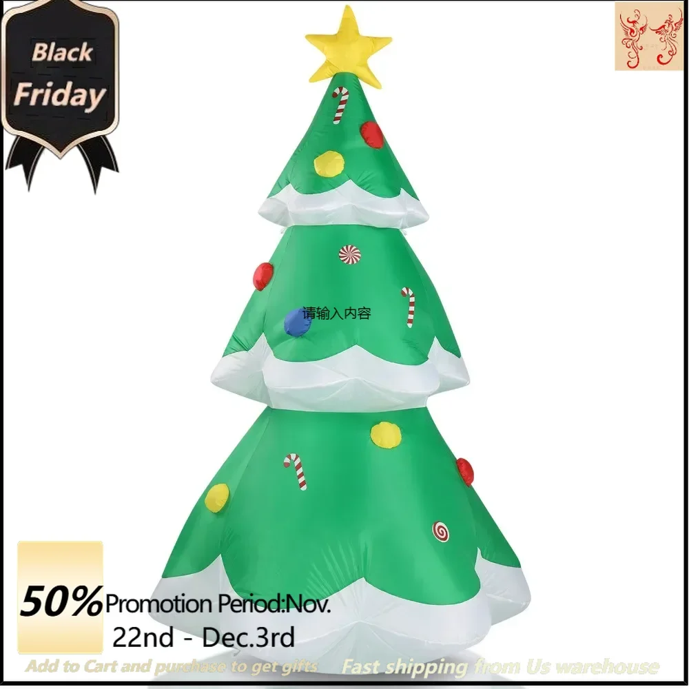 6.9 FT Lighted Christmas Inflatable Decoration, Inflatable Christmas Tree, Blow Up Yard Decorations with Built-in LED Lights