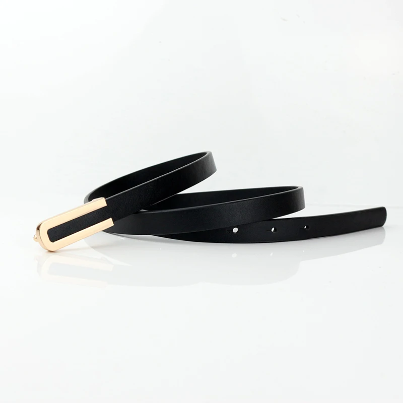 100cm Fashionable and Versatile Black Leather Thin Belt for Women, Decorative Dress Simple Korean Style Suit White Small Belt