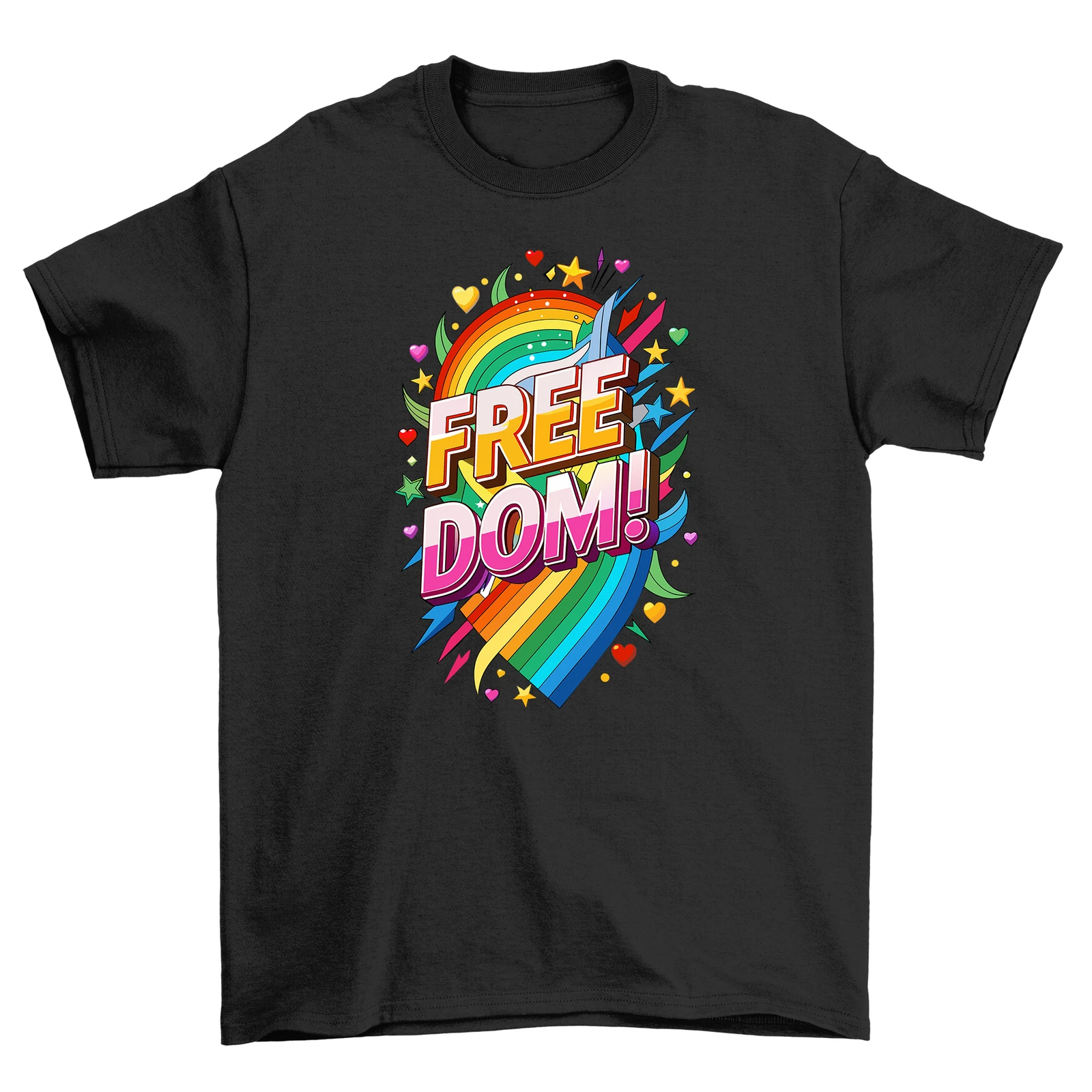 Pride_68 Rainbow Freedom Funny T-shirt - Spread Love & Laughter with this Vibran