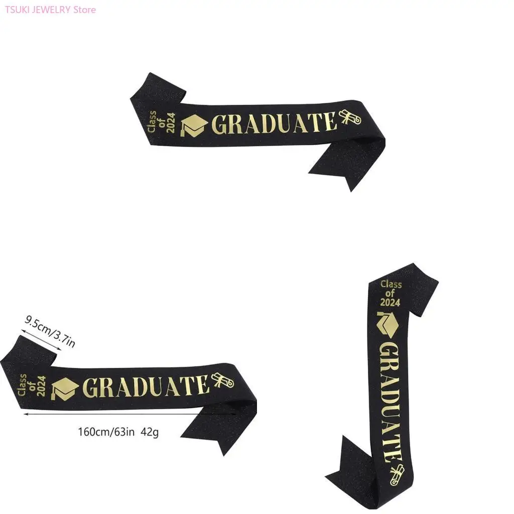 

62KE Graduation Stole Black Unisex Teens Graduation Stole for College Student