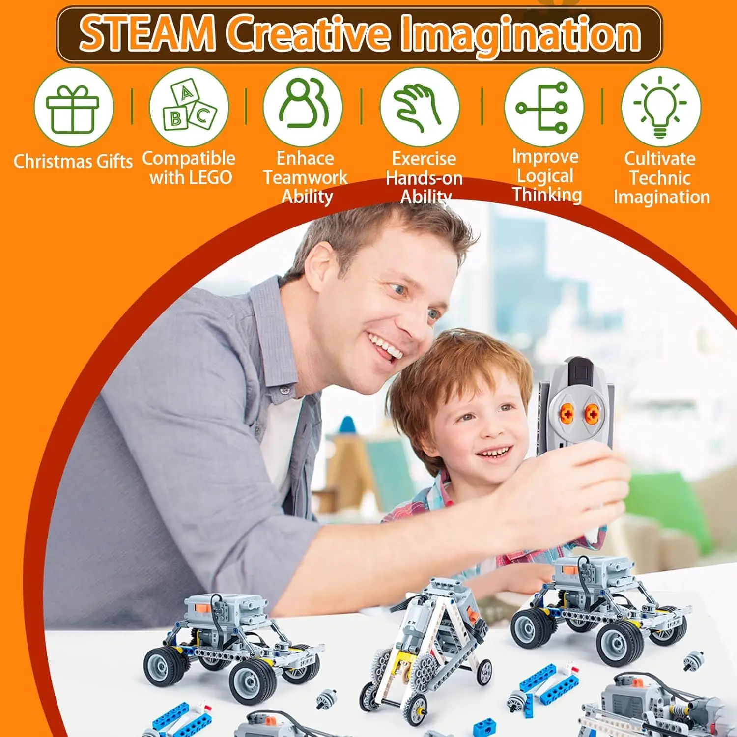 Kit de motor 9 en 1 compatible: juego de control remoto Caja de baterías, piezas de motor, controlador de motor, servo de dirección, engranajes, bloque de construcción